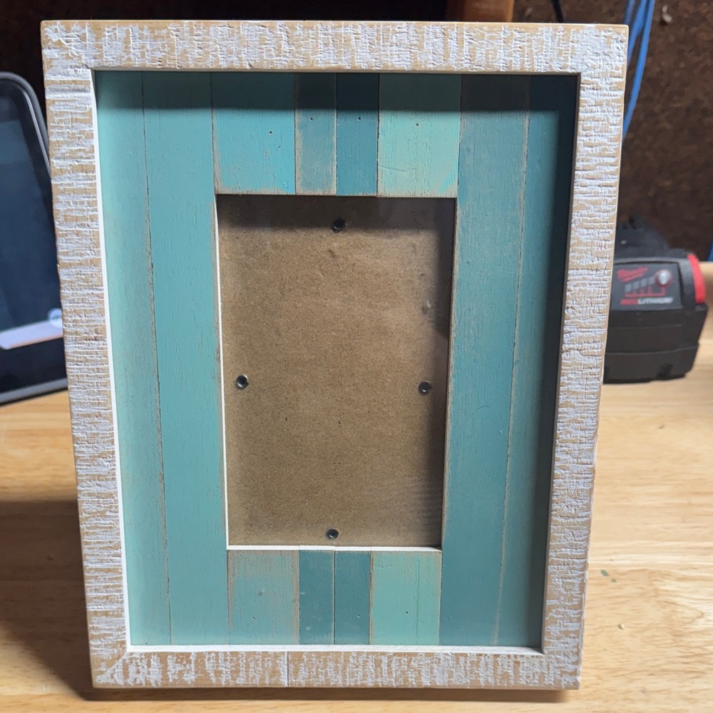Rustic Turquoise and White Photo Frame